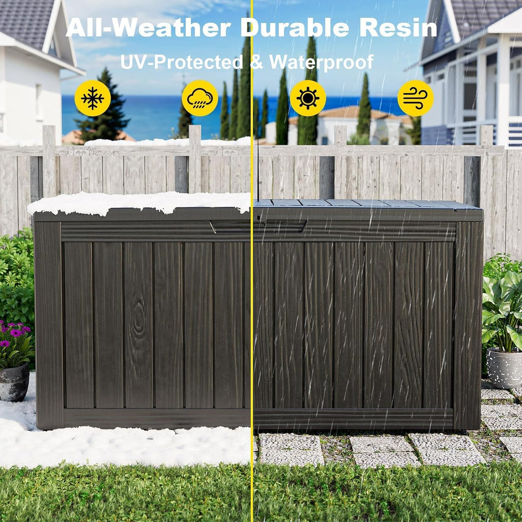 90 gallon waterproof resin outdoor storage box, lockable, package contents