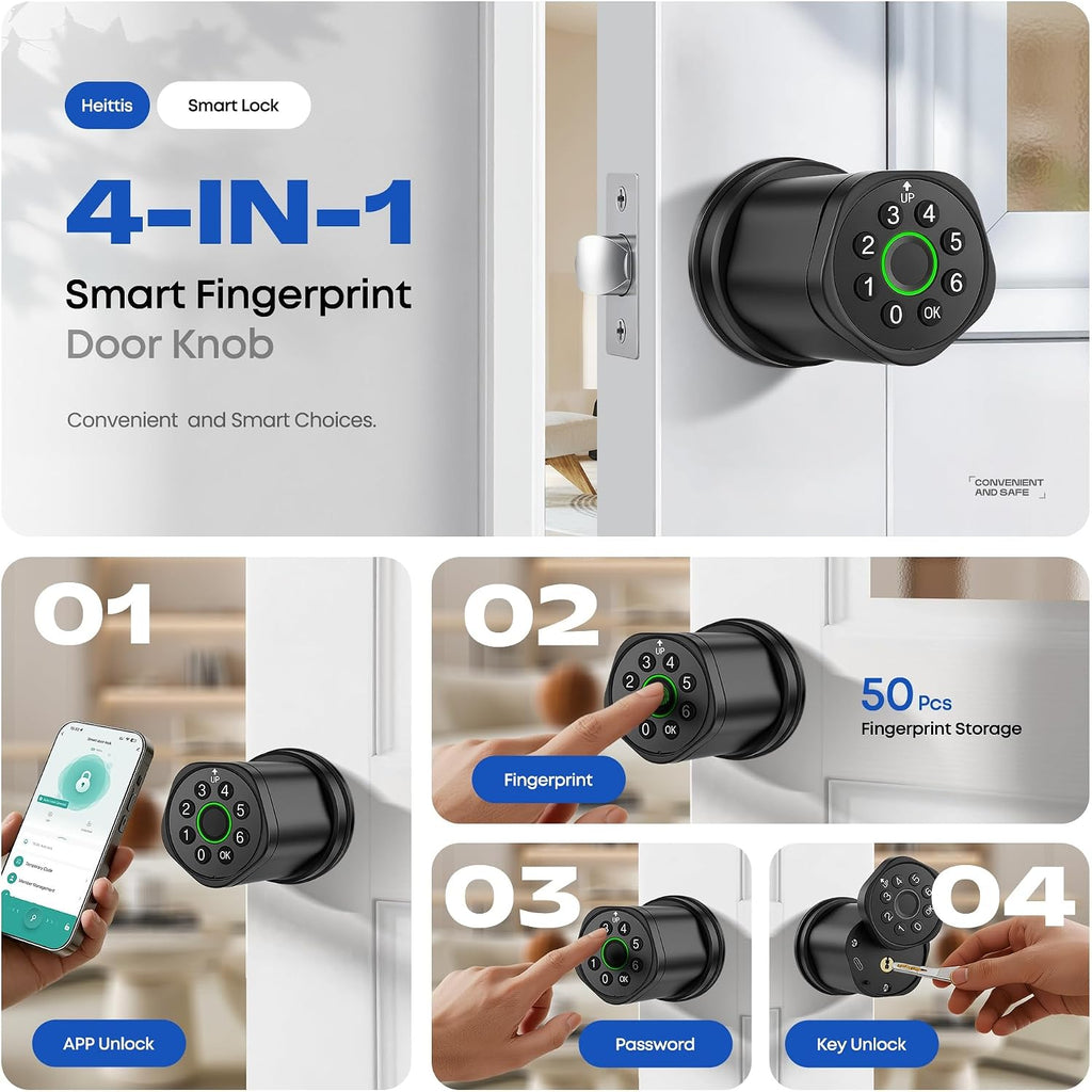 keyless entry keypad door lock with knob, smart shown in use