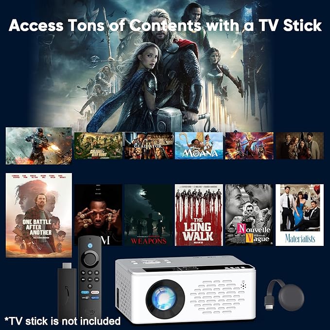 TMY 1080P Full HD Portable Mini Projector, Upgraded Bluetooth Movie Projector