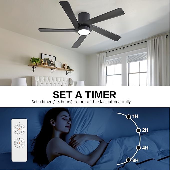 WINGBO 54 Inch Flush Mount DC Ceiling Fan