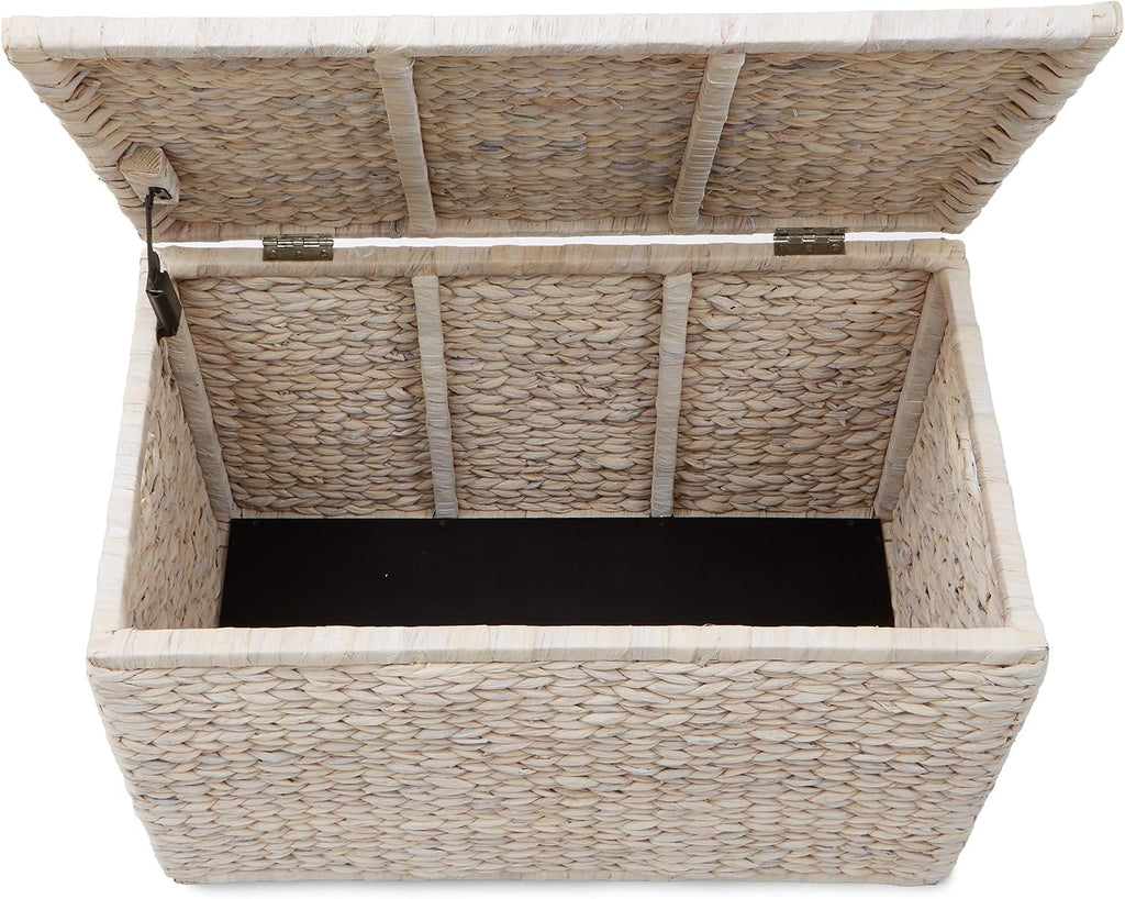 casafield 30" storage chest with lid, handles, and showing dimensions