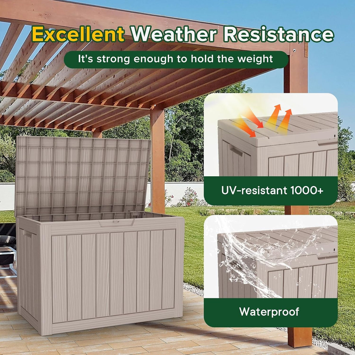 resin deck box outdoor storage box waterproof for, side view