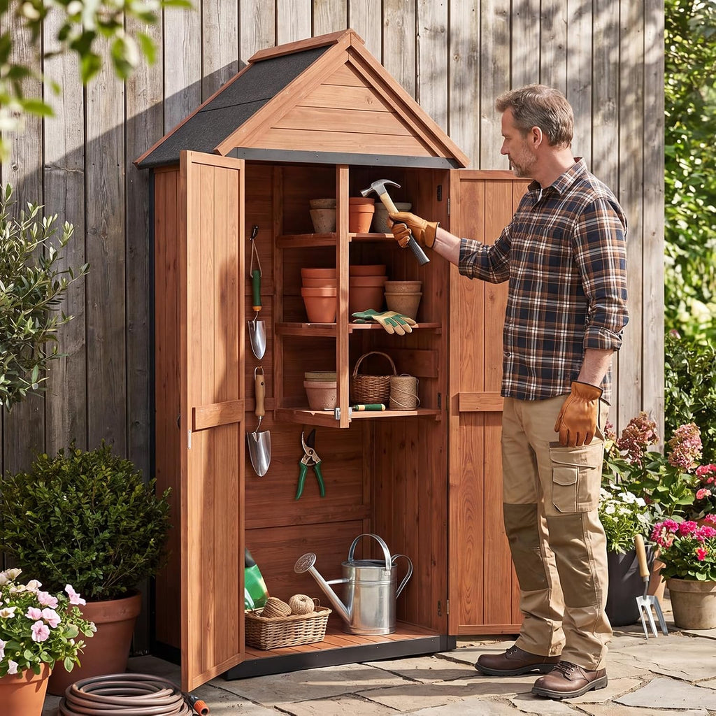 aoxun outdoor storage cabinet shed floor, 2.5'x1.4' on a desk or shelf