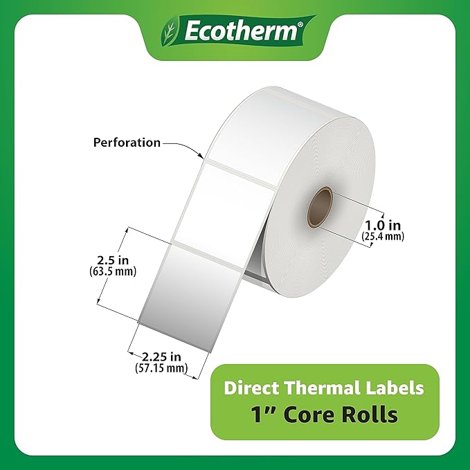 2.25" x 2.5" Thermal Labels | 6 Rolls | 6000 Labels | fits Zebra, Offnova