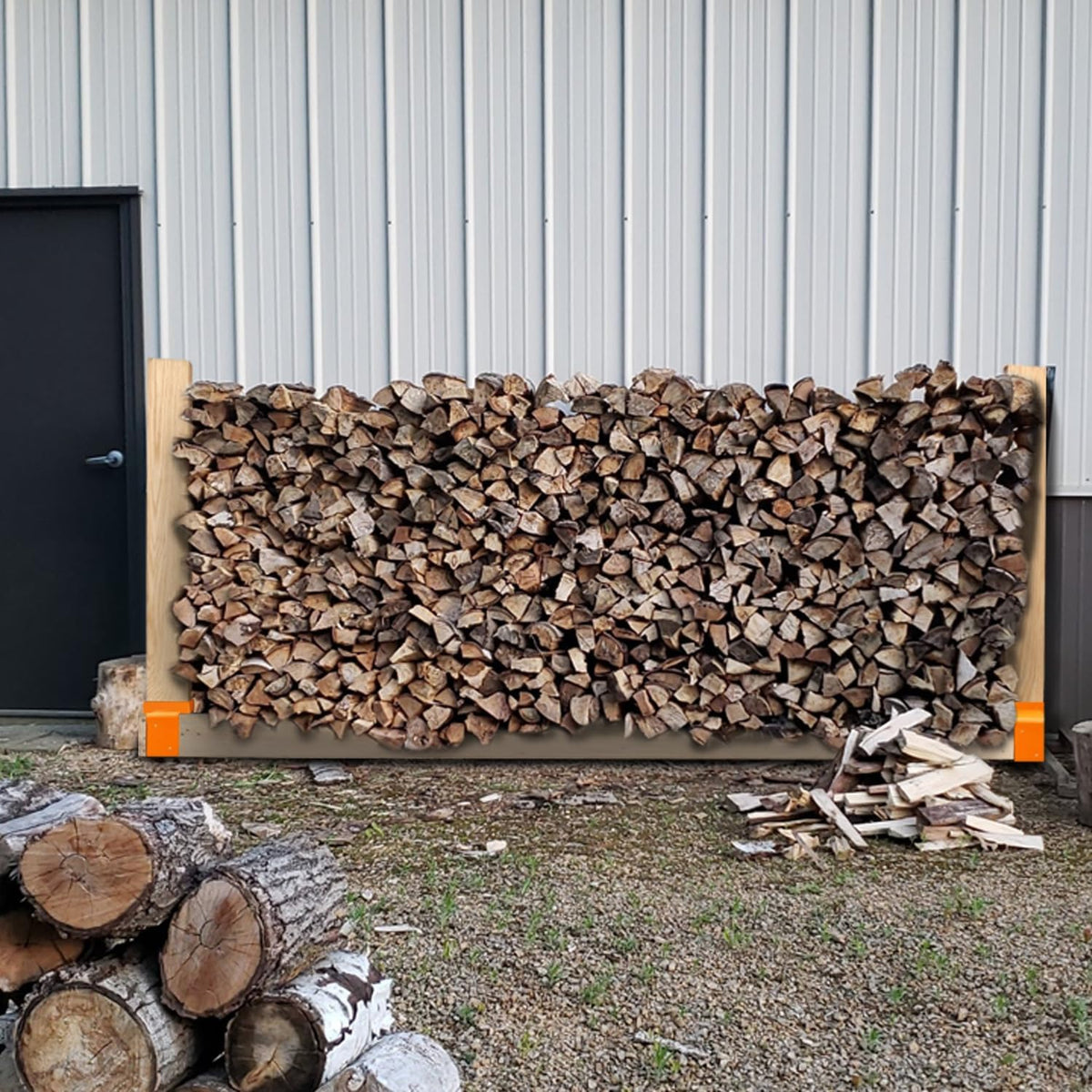 Highpro Firewood Rack Outdoor, Fire Wood Racks, Fire Log Holder Storage, Heavy Duty Steel Firewood Rack Bracket Kit for Outdoor Indoor Patio Deck Metal Log Holder with Screws (Orange)