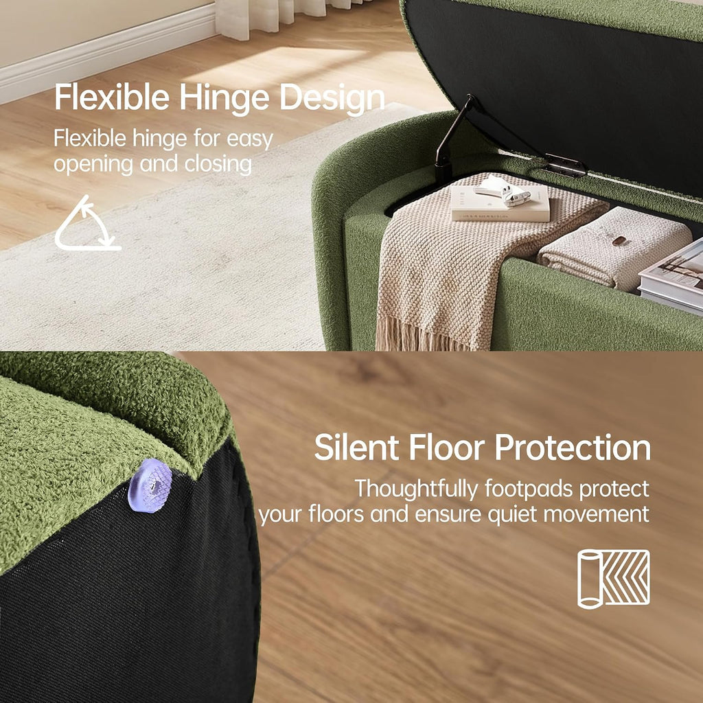 vknow storage bench, upholstered storage ottoman bench with, close-up detail