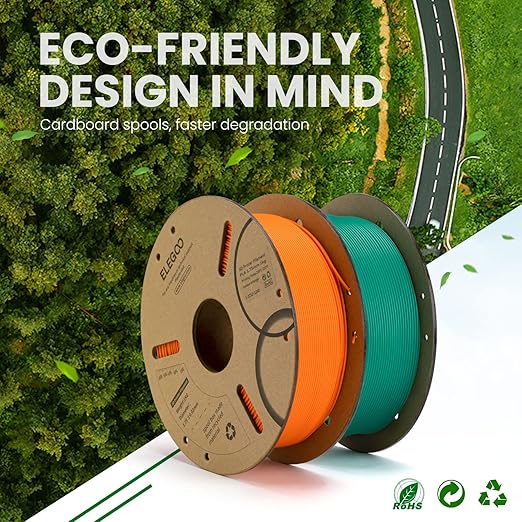ELEGOO PLA Filament 1.75mm Bundle 4KG, 4 Pack 1kg Cardboard Spool Fits