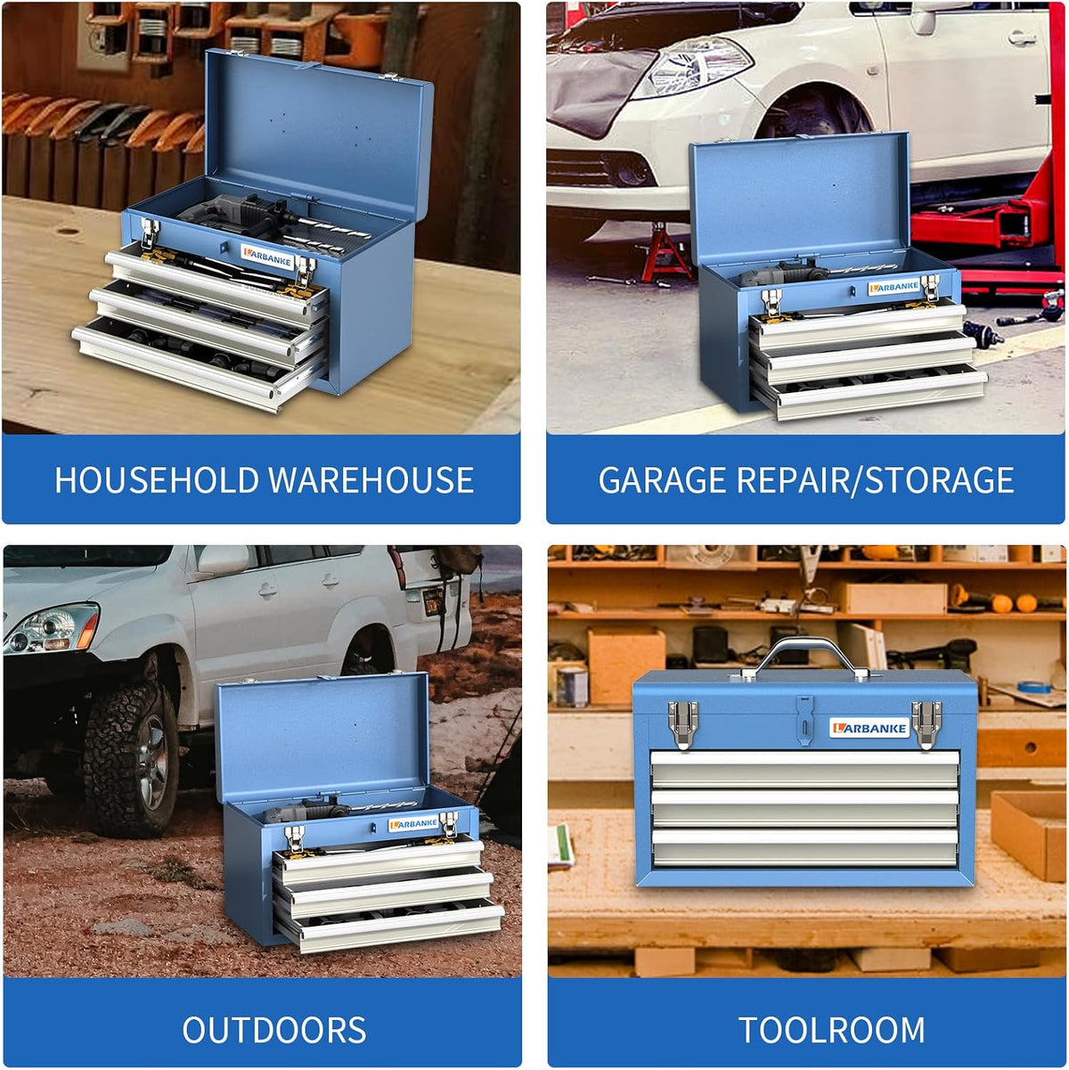 larbanke metal tool box,3 drawer tool box with showing dimensions