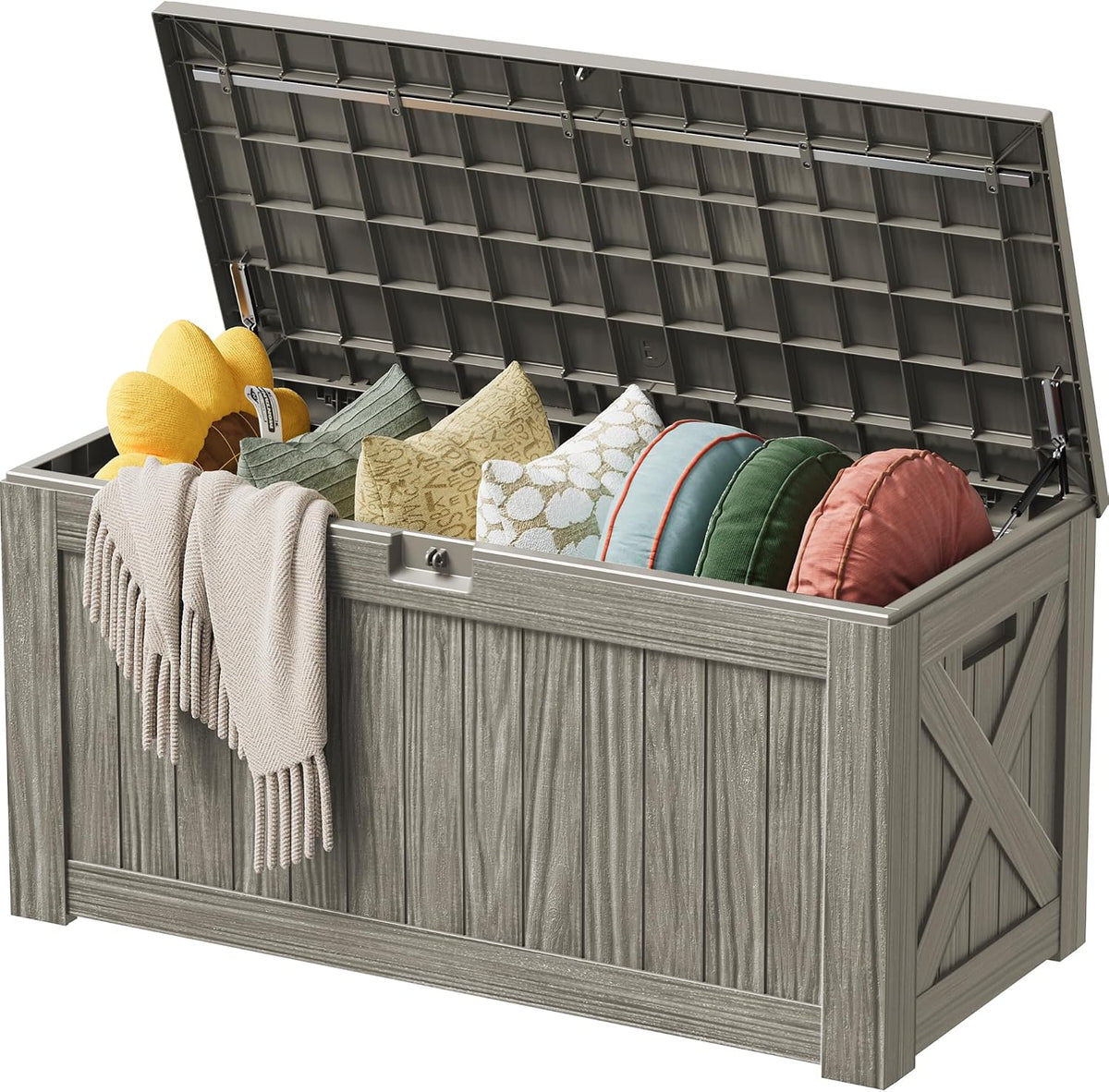 Devoko 125 Gallon Outdoor Storage Box, Waterproof Resin Deck Box