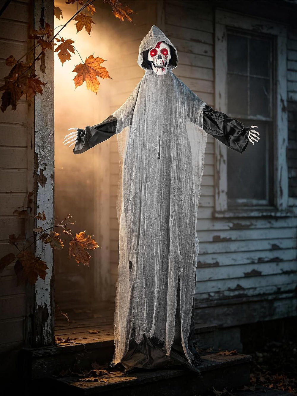 6FT Light Up Swinging Scary Skeleton Ghost Halloween Decoration