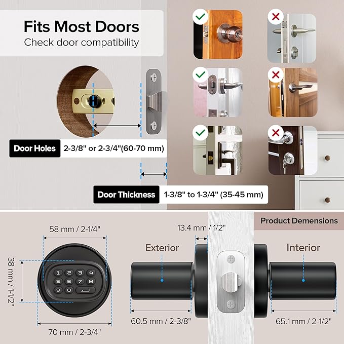 ThorBolt Fingerprint Door Knob, Keyless Door Knob