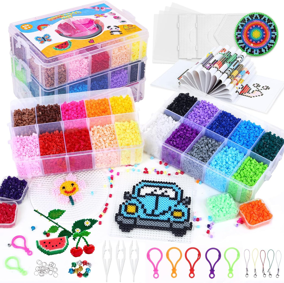 Quefe 24 Colors 21000 Pcs 5mm Fuse Beads Kit with Storage Box