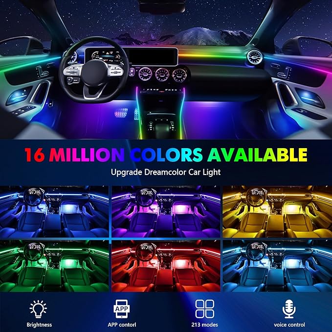 2026 Upgraded Interior Car LED Strip Lights, Acrylic LED Lights
