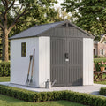 Greesum 8x8 FT Resin Outdoor Storage Shed with Floor, Beige