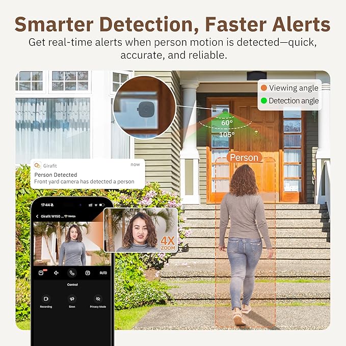 Girafit 3MP 2K Window Camera, 2.4GHz & 5GHz WiFi Indoor Cameras