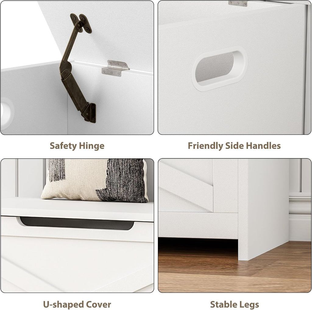 gaomon 30" storage chest, storage bench with safety, side view
