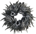 24 Inch Black and Silver Rose Halloween Wreath with 3 Skeleton Hands