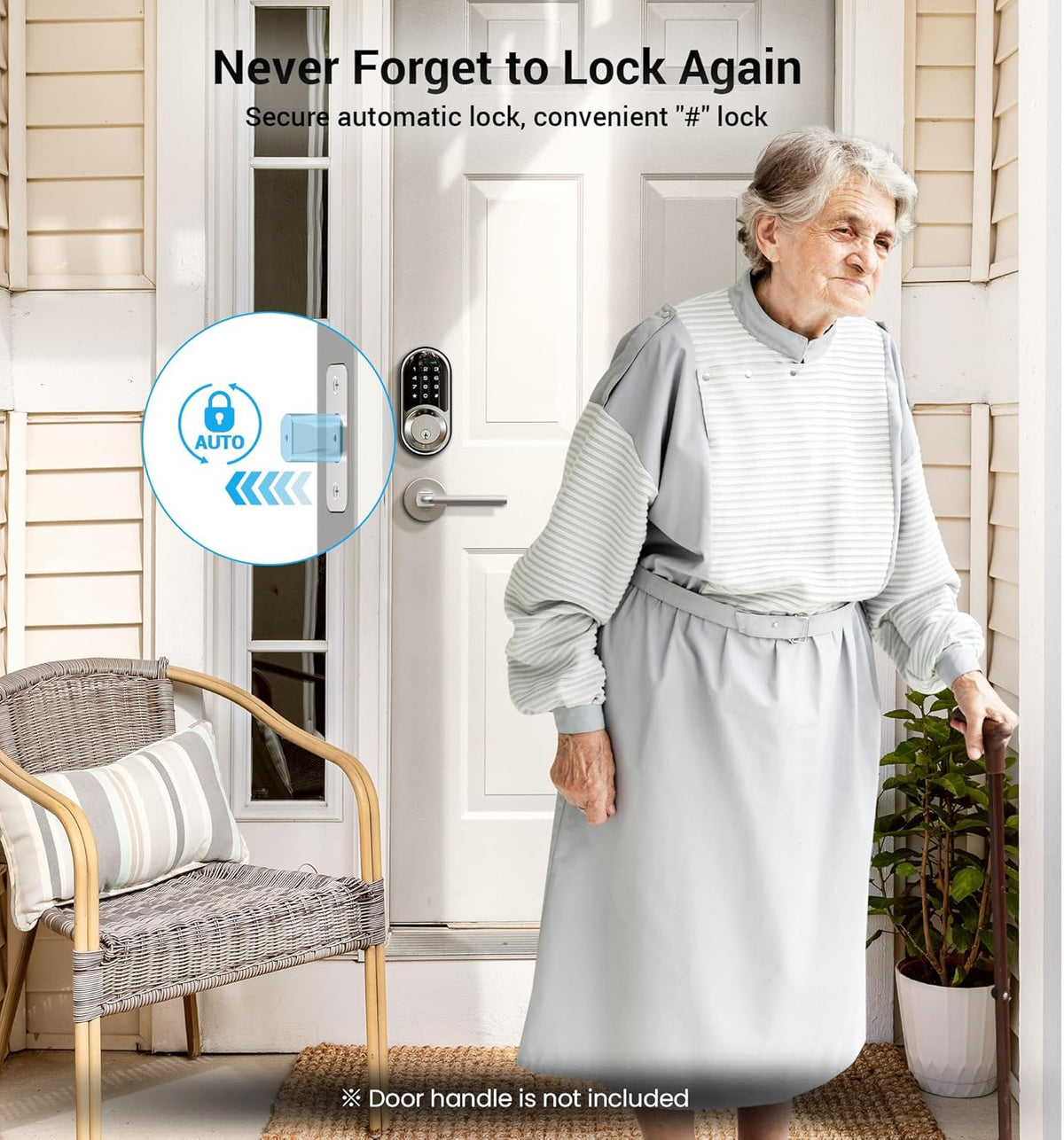 veise rz06 smart lock for front door with, close-up detail