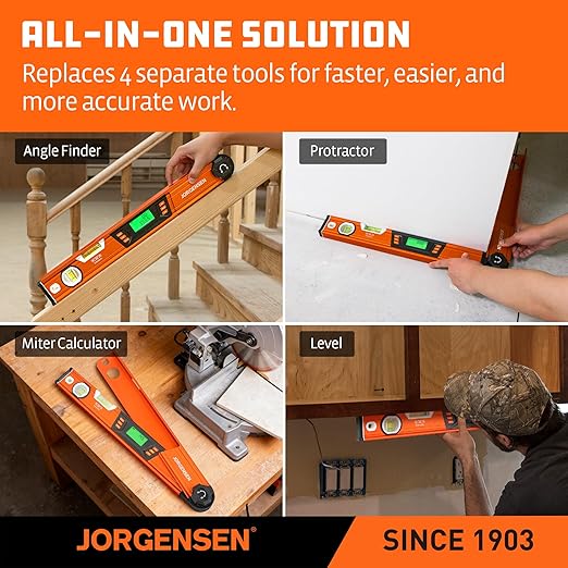 JORGENSEN Digital Angle Finder, Protractor Digital Level