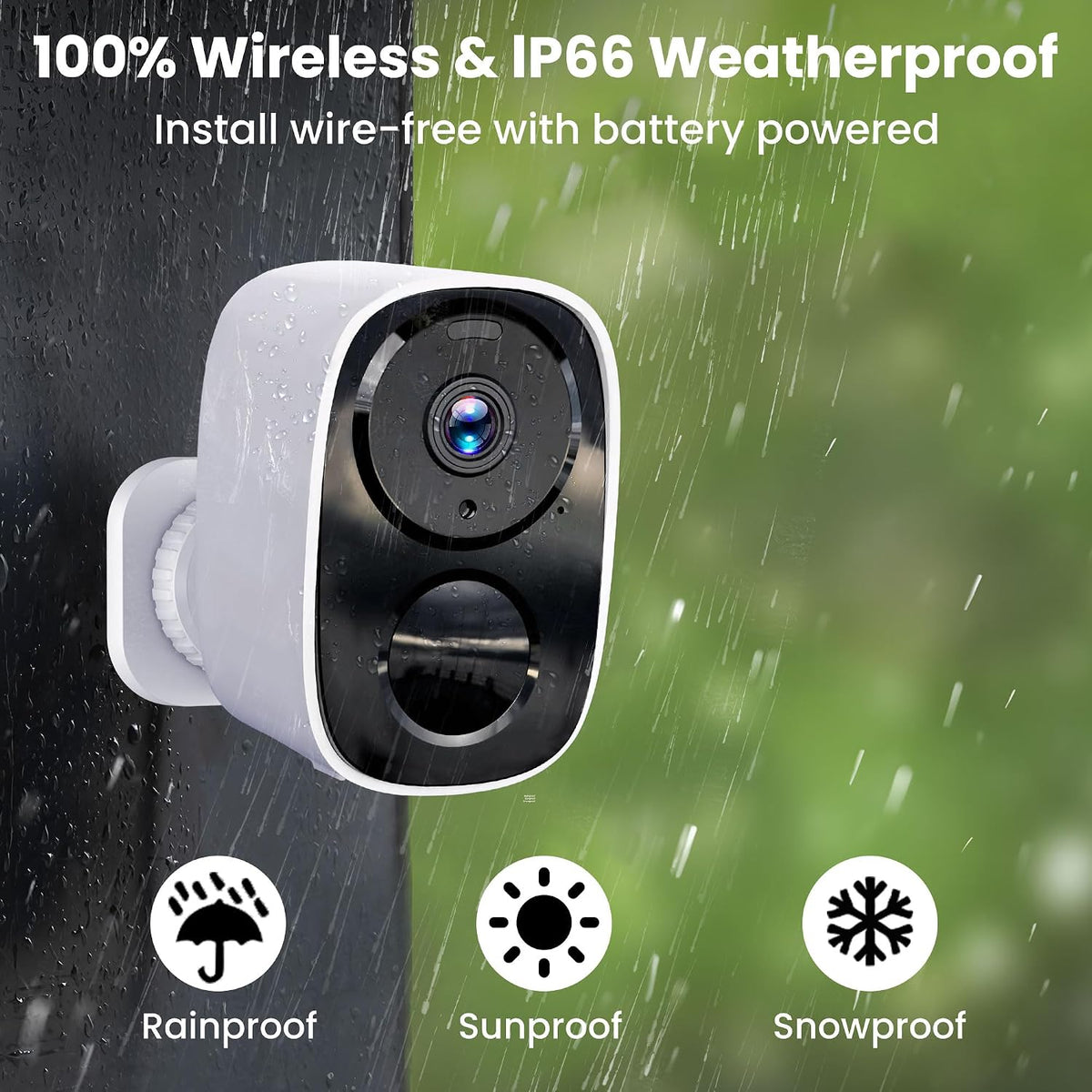 2026 upgraded 2k security cameras wireless outdoor, free, front angle view