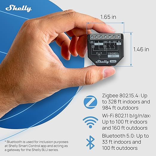 Shelly 2PM Gen4 | Wi-Fi, Zigbee & Matter 2-Channel Smart Relay Switch