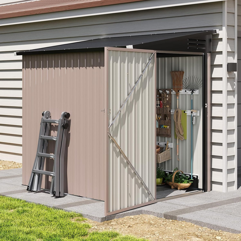 6'x4' Lean to Shed Galvanized Steel Storage Shed