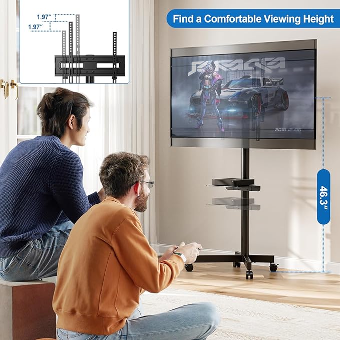 HOLMAXD Mobile TV Stand for 23-65 Inch LCD LED Flat/Curved Panel Screen TVs
