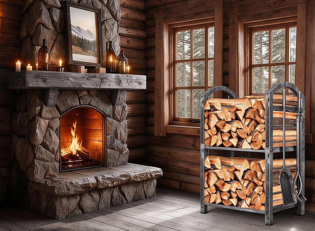amagabeli garden & home 30in firewood rack indoor on a desk or shelf