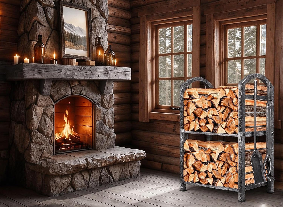 amagabeli garden & home 30in firewood rack indoor on a desk or shelf