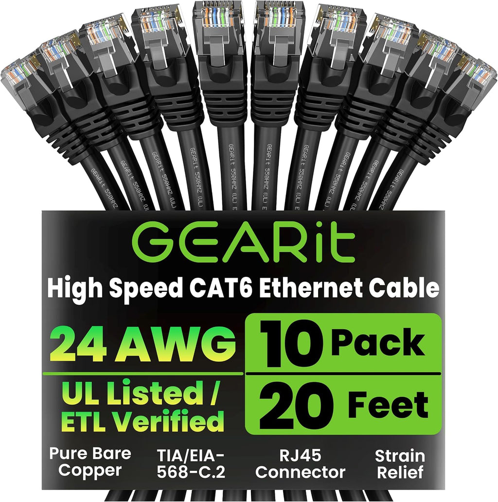 GEARit Cat 6 Ethernet Cable Pack (10-Pack)