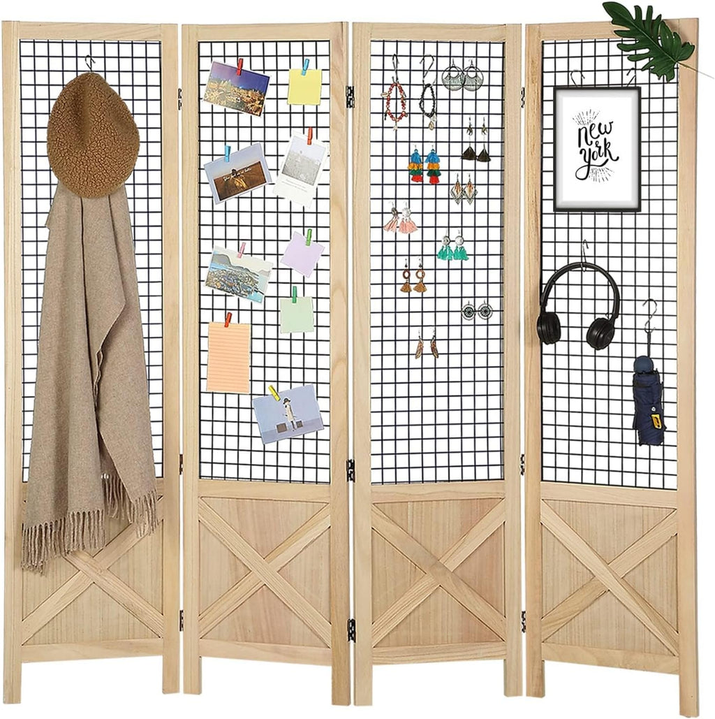 Wnutrees 4 Panel Gridwall Display, Portable Freestanding Display Board