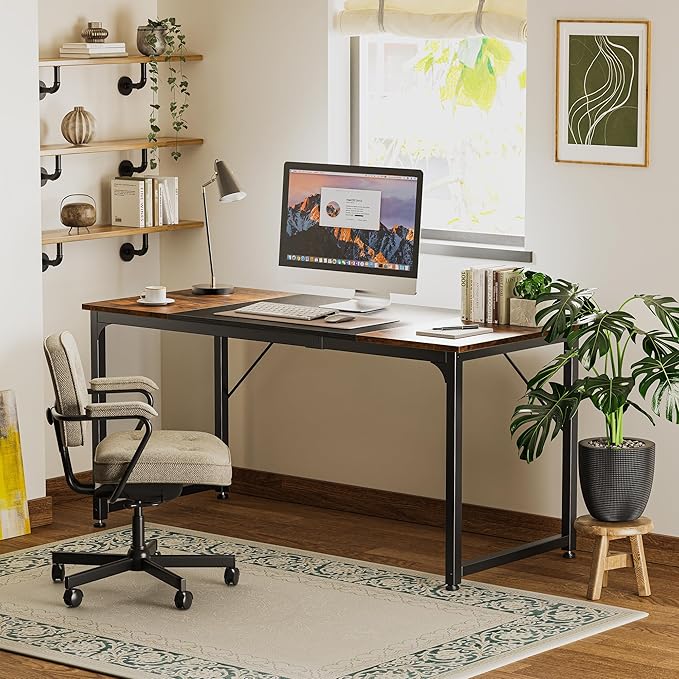 Huuger Computer Desk, 63 Inch Office Desk, Gaming Desk