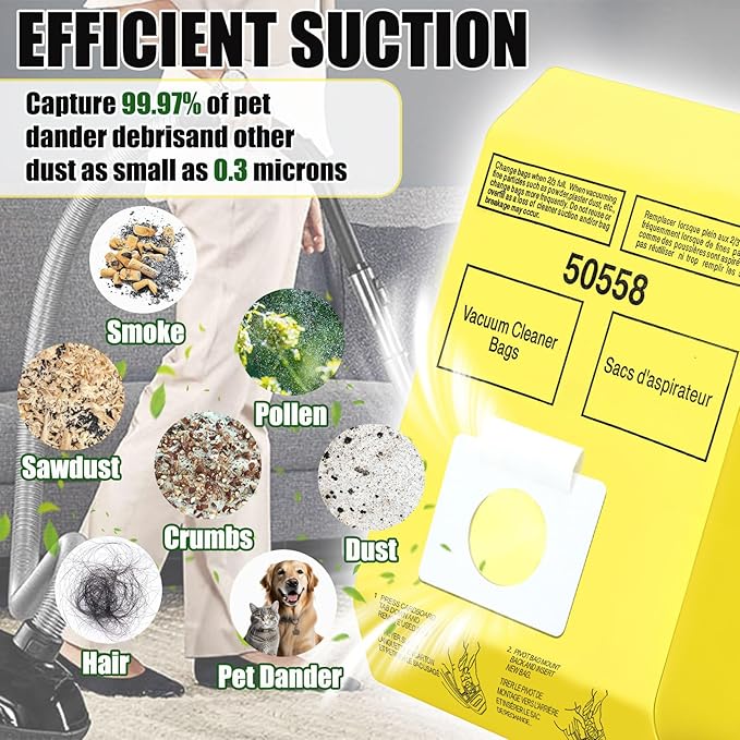DTESL 50 Pack Vacuum Cleaner Bags Fit