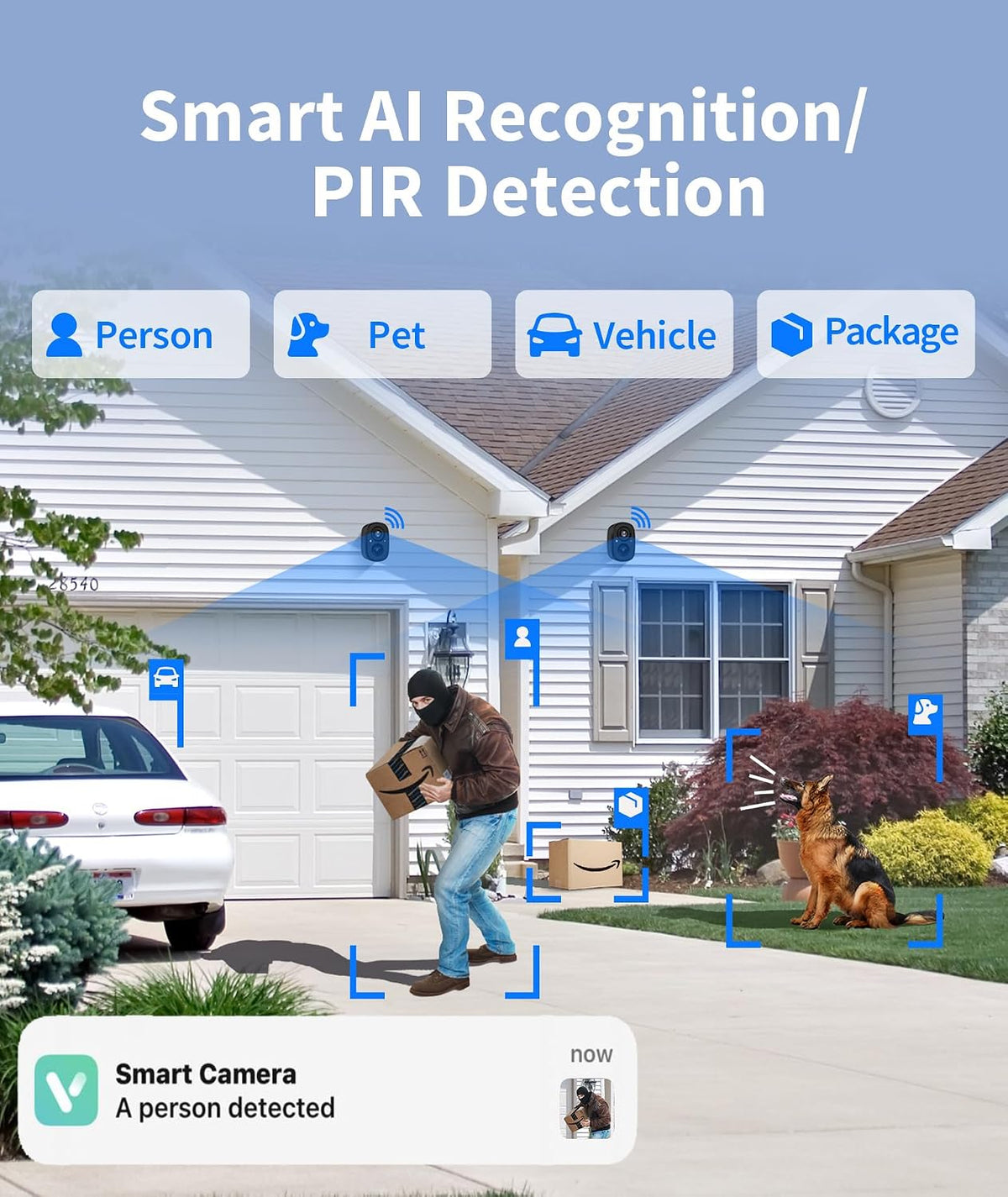 2k wireless security cameras - outdoor wifi security, side view