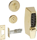 Simplex 710803 Kaba 7100 Series Metal Mechanical Pushbutton Auxiliary Lock with Thumbturn, 25mm Tubular Deadbolt, Flat Front Face Plate, 60mm Backset, Bright Brass Finish