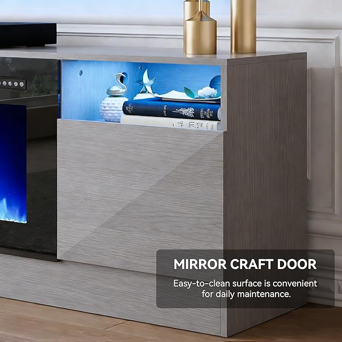 YISUFO 70" TV Stand with 36" Electric Fireplace, Large Modern Media