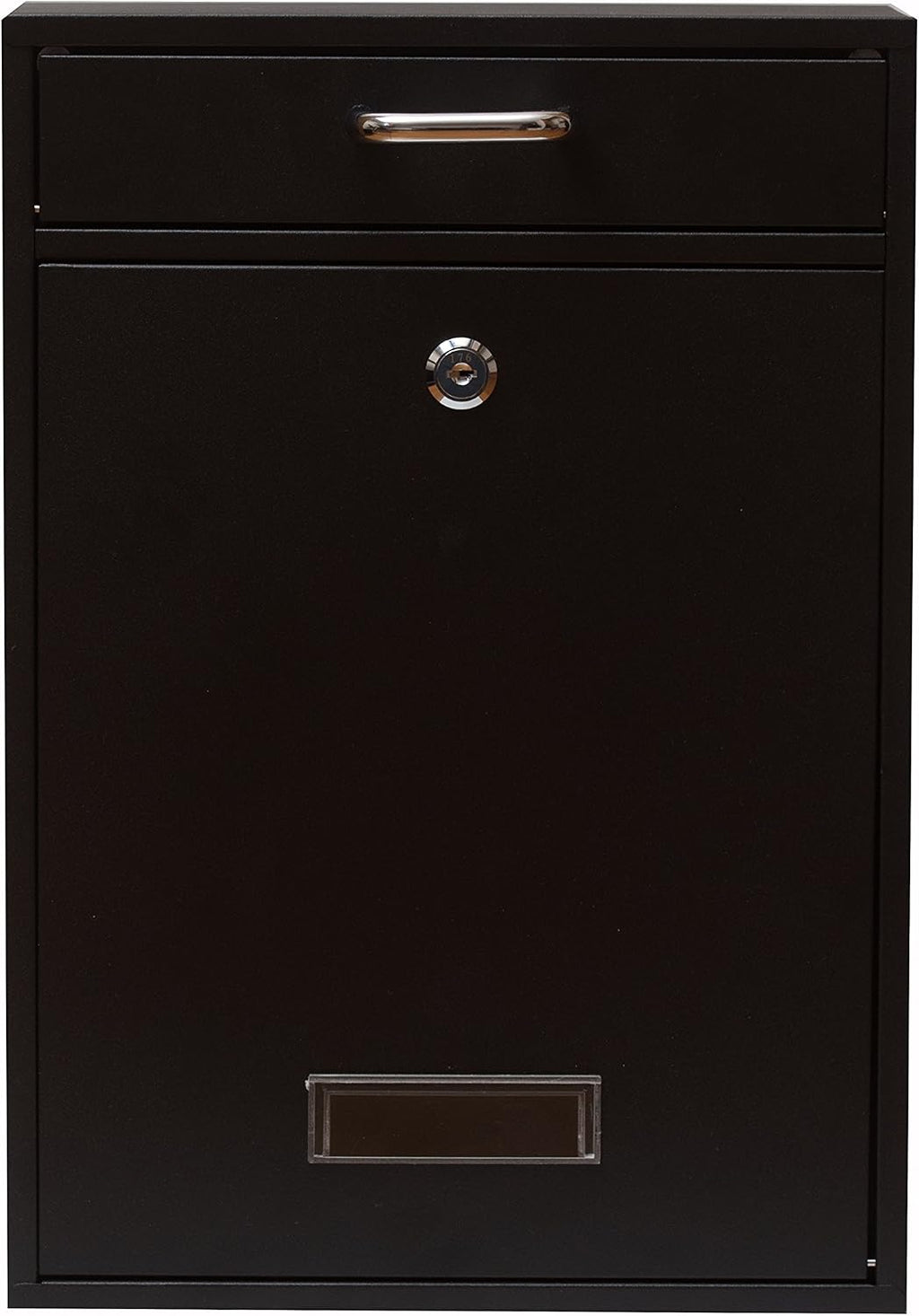 Wall Mounted Locking Vertical Dropbox Mailbox - Safe and Secure (Large) | Made with Galvanized Steel (Black)