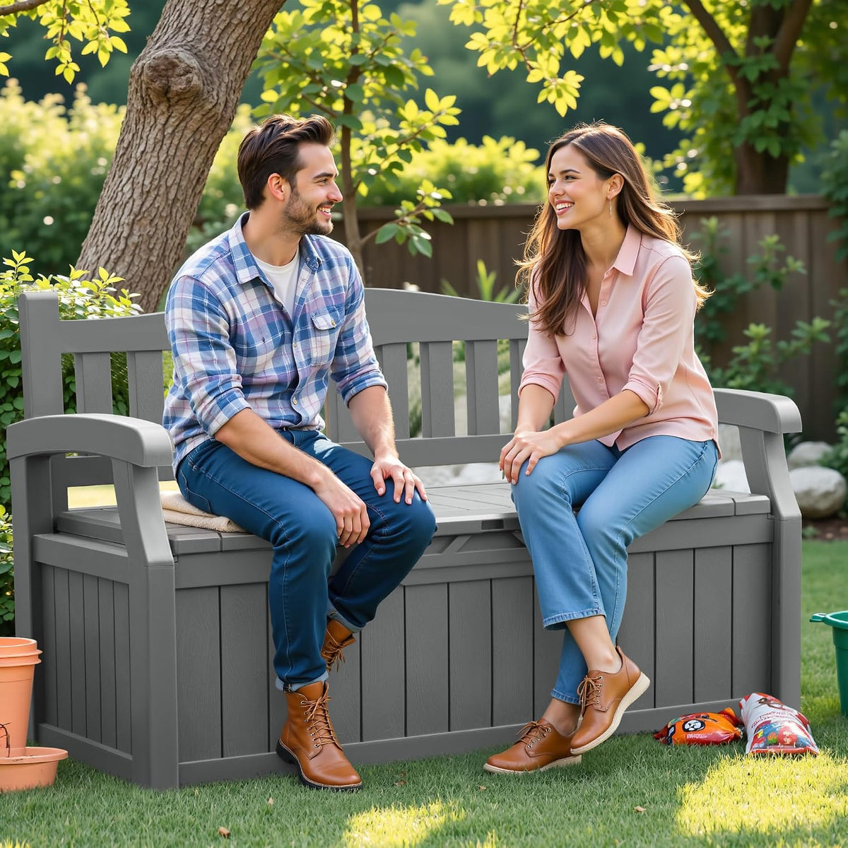 flamaker 80 gallon storage bench, deck box with, package contents
