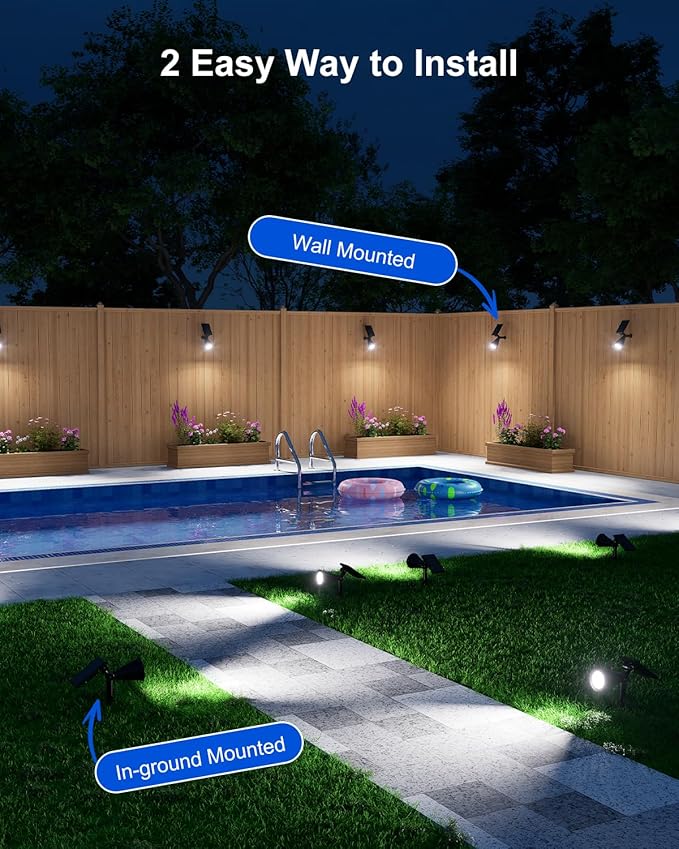 4 Pack Solar Spotlights Outdoor Waterproof