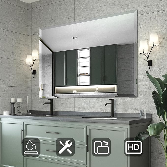 Mirrorons Beveled Mirror, Bathroom Mirrors