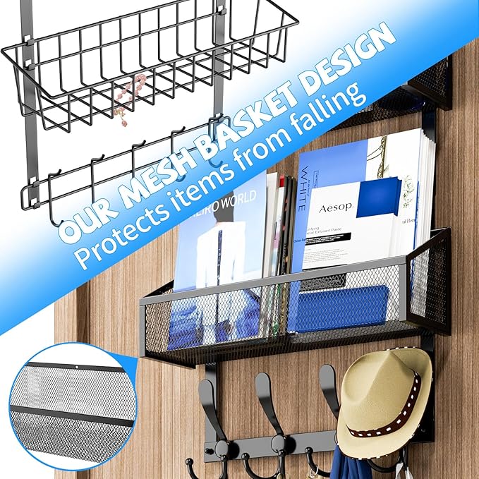 Kaiferty Over The Door Hooks Organizer, Coat Rack Over The Door Storage Hanger