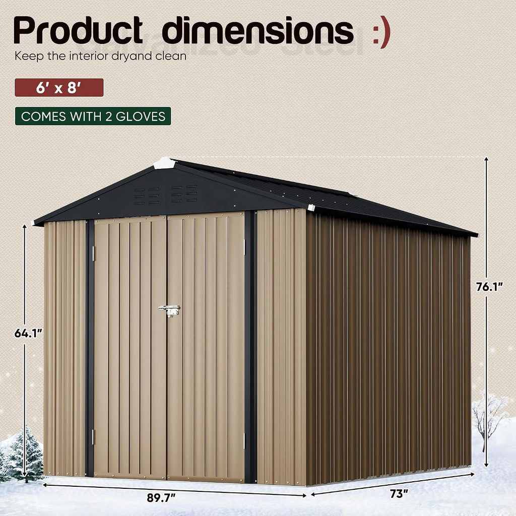 gunji 6 x 4 ft shed outdoor storage, side view