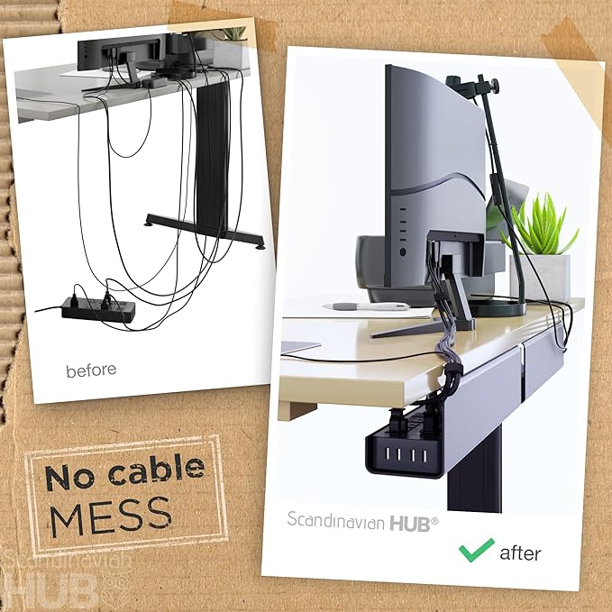 No-Screw Under Desk Cable Management Tray (2-Pack)