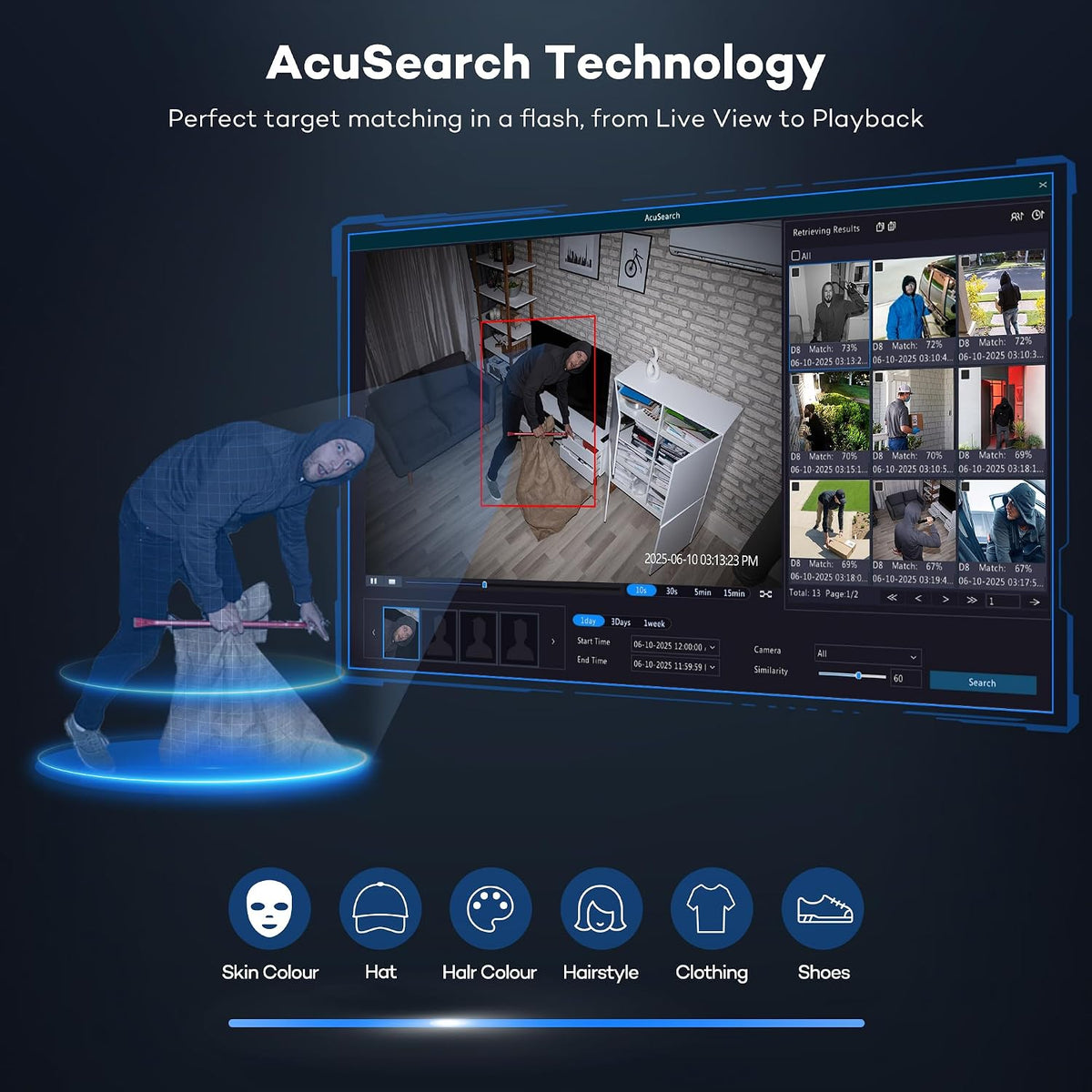onwote 16 channel security camera system, 12mp nvr, close-up detail