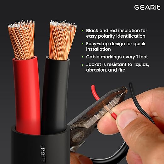 GEARit Outdoor Speaker Wire CL3 Rated, 16 Gauge Speaker Wire, Speaker Cable 200