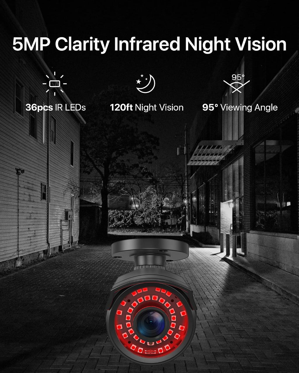 zosi 5mp 3k add-on poe camera, 4 pack shown in use
