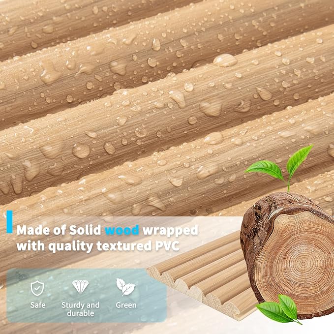 Art3d Fluted Wood Panel for Wall and Ceiling, Beaded Accent Molding for Home
