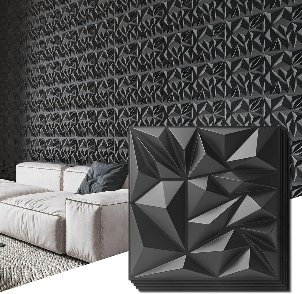 Art3d 33-Pack 3D Wall Panels for Interior Wall Decor, Modern Diamond Textured