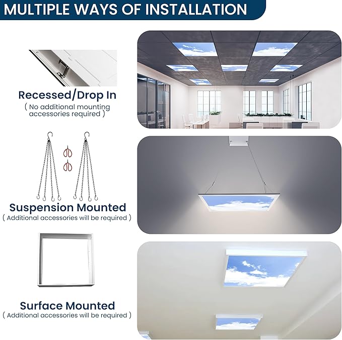 4 Pack 2x4 LED Flat Panel Light Drop Ceiling Fixture