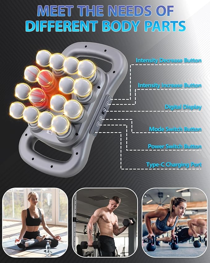 16-Head Massage Gun, Deep Tissue Percussion Massager